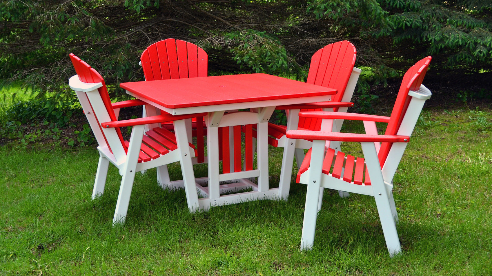 Outdoor Poly Dining set in Coral/White